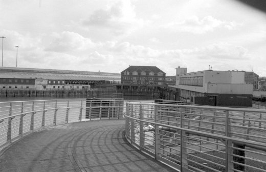 Bridge ramp and port buildings