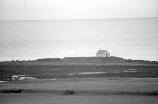 St Cwyfan's from the hill